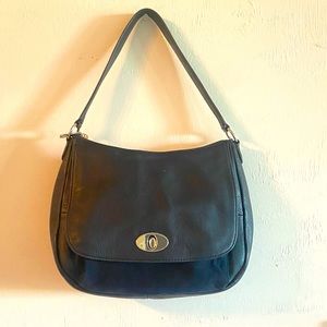 TALBOTS Black Leather shoulder hobo bag.